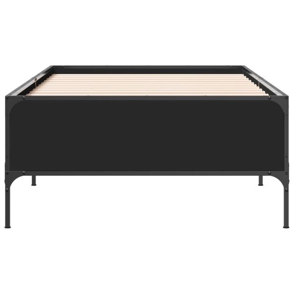 vidaXL Bed Frame Black Engineered wood, metal Small Single Modern