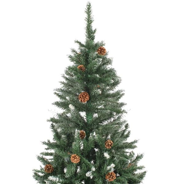 vidaXL Christmas Tree Green and white PVC and iron 59.1 in