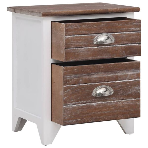 vidaXL Cabinet Set of 2 Brown and White Paulownia Wood and Plywood