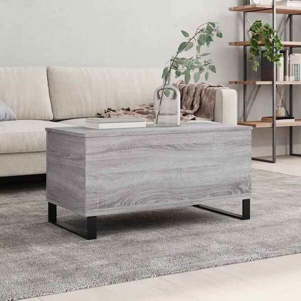 vidaXL Coffee Table Grey Sonoma Engineered wood, Metal Medium