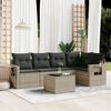 vidaXL Garden Sofa Set Light Grey PE Rattan Large Adjustable Feet