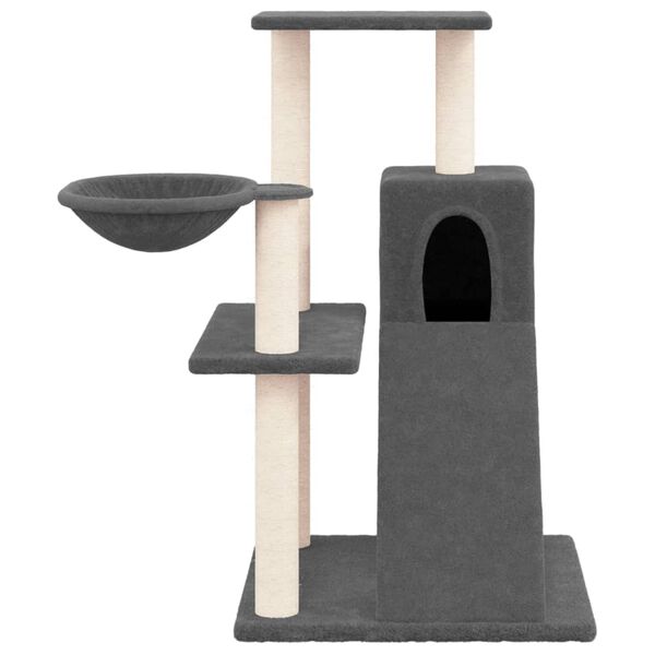vidaXL Cat Tree Dark grey Engineered wood, plush, sisal 32.3 in Modern