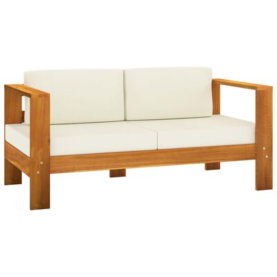 vidaXL 10 Piece Patio Lounge Set with Cream White Cushions Acacia Wood