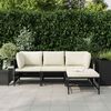 vidaXL Garden Sofa Set Black, Cream White PE Rattan, Steel Standard