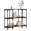 vidaXL Console Table Brown Oak Engineered Wood, Metal Narrow