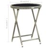 vidaXL Tea Table Grey PE rattan, steel, tempered glass Medium Foldable