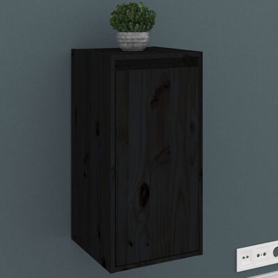 vidaXL Wall Cabinet Black 11.8"x11.8"x11.8" Solid Wood Pine