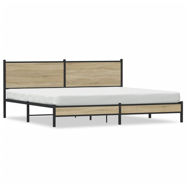 vidaXL Bed Frame Sonoma oak Steel, engineered wood Full Bed Frame