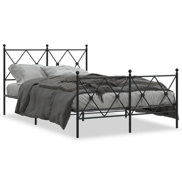 vidaXL Bed Frame Black Steel Double Bed Frame Rectangular