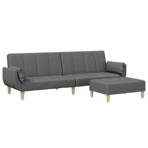 vidaXL Sofa Bed Dark grey Polyester, wood, plastic, foam 2-seater