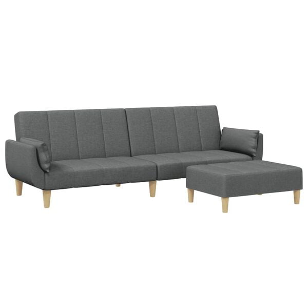 vidaXL Sofa Bed Dark grey Polyester, wood, plastic, foam 2-seater