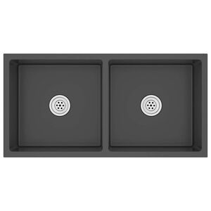 vidaXL Handmade Kitchen Sink Black Stainless Steel