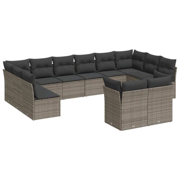 vidaXL Garden Sofa Set Grey with Dark Grey Cushions