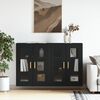 vidaXL Wall Mounted Cabinet Set of 2 Black Engineered Wood, Glass