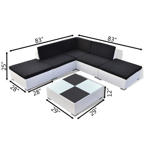 vidaXL Lounge Set White and Black