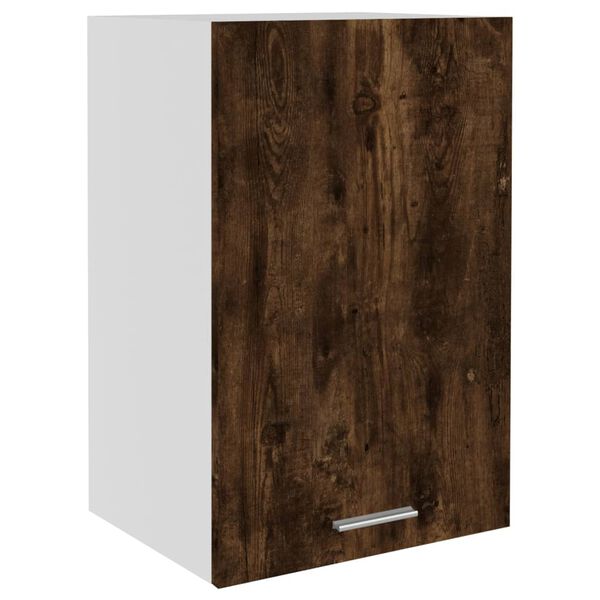 vidaXL Hanging Cabinet Smoked oak Engineered wood, glass 15.6x12.2x23.6 in
