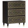 vidaXL Side Cabinet Set of 2 Black Solid mango wood, Iron Side Cabinet