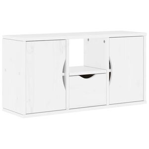 vidaXL TV Cabinet White Solid Pine Wood, Engineered Wood Medium