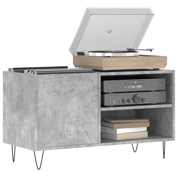 vidaXL Record Cabinet Concrete Grey Engineered Wood, Iron Medium