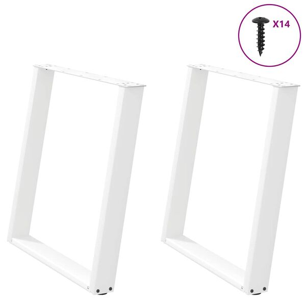 vidaXL Dining Table Leg White Powder-coated steel 31.5 in x 28.3-28.7 in