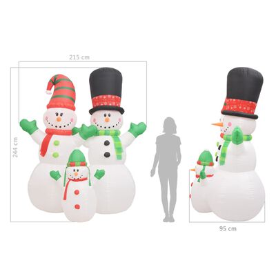 vidaXL Inflatable Snowman Family with LEDs8 ft
