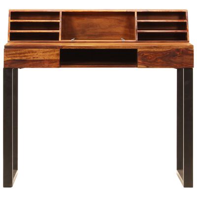 vidaXL Desk 43.3"x19.7"x37" Solid Sheesham Wood and Steel