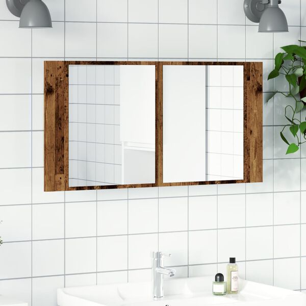 vidaXL LED Mirror Cabinet Old Wood Engineered wood and glass Medium