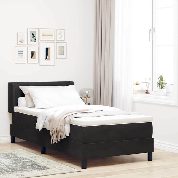 vidaXL Box Spring Bed with Mattress Black 74.80 x 35.43 in Polyester