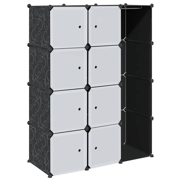 vidaXL Modular Cabinet Black and White Plastic and Chromed Steel