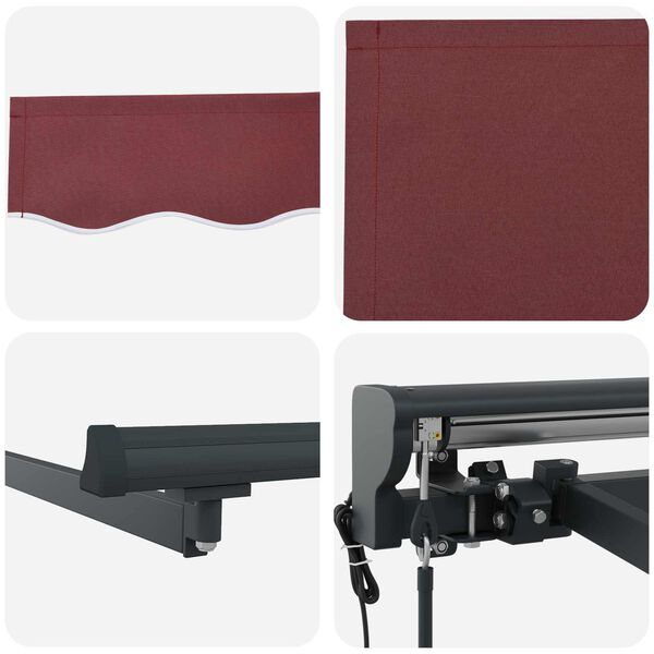 vidaXL Retractable Awning Burgundy 157.48 x 118.11 in