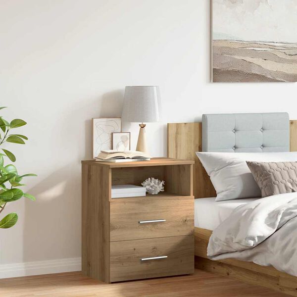 vidaXL Bedside Cabinet Artisan oak Engineered wood 19.7 x 12.6 x 23.6 in