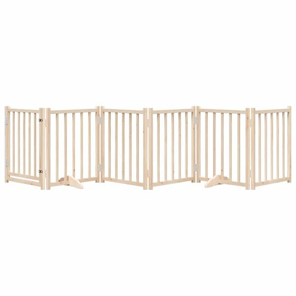 vidaXL Dog Gate with Door Foldable 6 Panels 118.1 " Solid Wood Fir