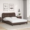 vidaXL Bed Frame Brown Faux leather, metal, solid pine wood, plywood