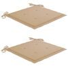 vidaXL Garden Chair Set of 2 Beige Solid Teak Wood Standard Durable