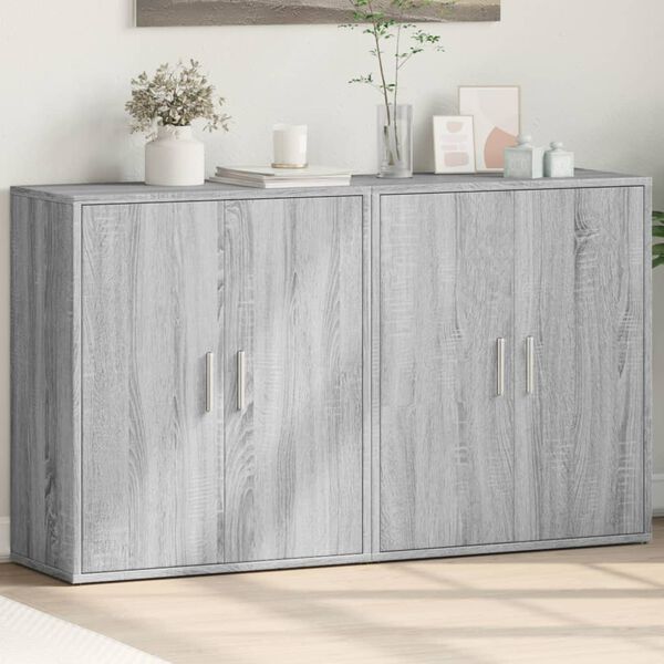 vidaXL Sideboards 2 pcs Gray Sonoma 23.6"x12.2"x27.6" Engineered Wood