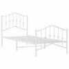 vidaXL Bed Frame White Powder-coated steel Twin Bed Frame Rectangular