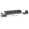 vidaXL Garden Lounge Set White Anthracite Solid pine wood, polyester fabric