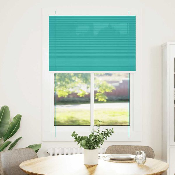 vidaXL Pleated Blind Petrol green 100% polyester 37.4 x 59.1 in