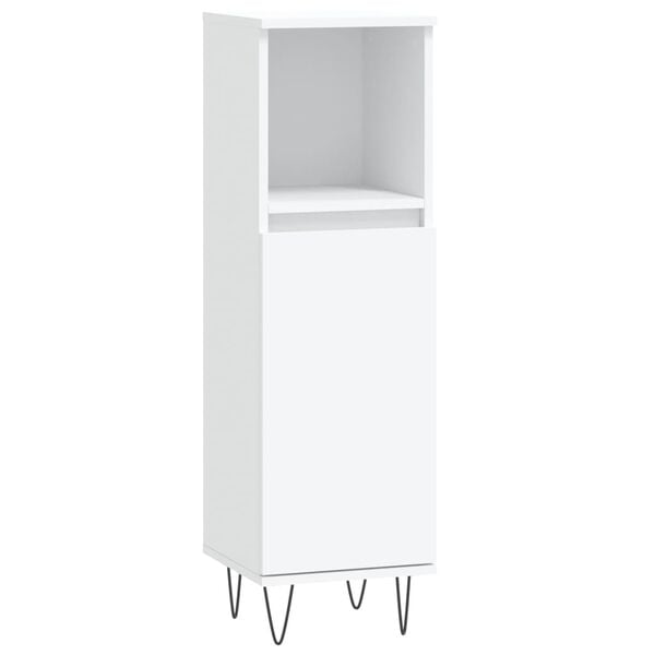 vidaXL Bathroom Cabinet White Engineered wood, iron Tall