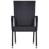 vidaXL Dining Set Black Solid Acacia Wood, PE Rattan 7 Piece Stackable
