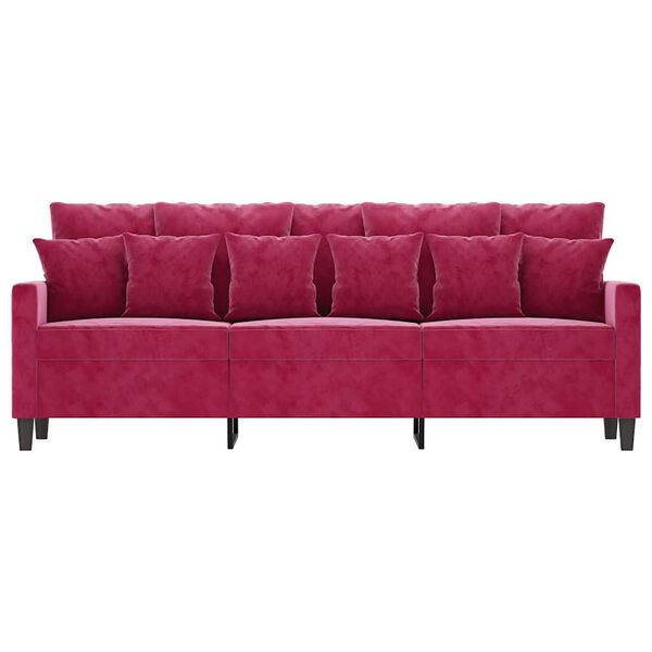 vidaXL 3-seater Sofa Wine red Velvet (100% polyester), metal, textilene