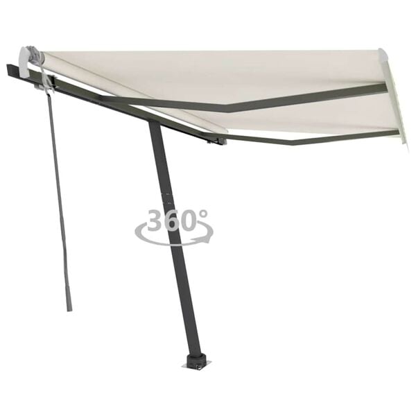 vidaXL Freestanding Manual Retractable Awning 118.1"x98.4" Cream