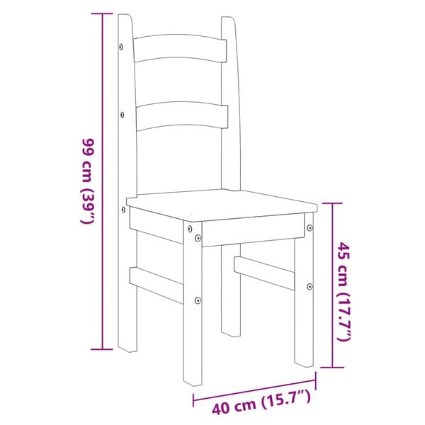 vidaXL Dining Chair White Solid pine wood Standard Minimalistic