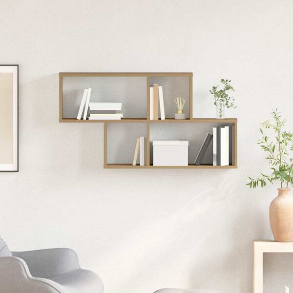 vidaXL Wall Shelf with Shelf Wall-mounted Other Brown Wood