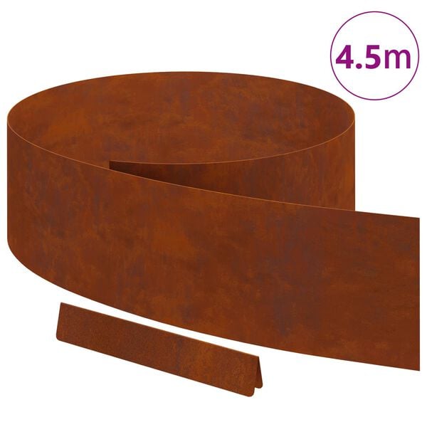 vidaXL Lawn Edging Rusty 450 x 0.05 x 15 cm Weathering Steel