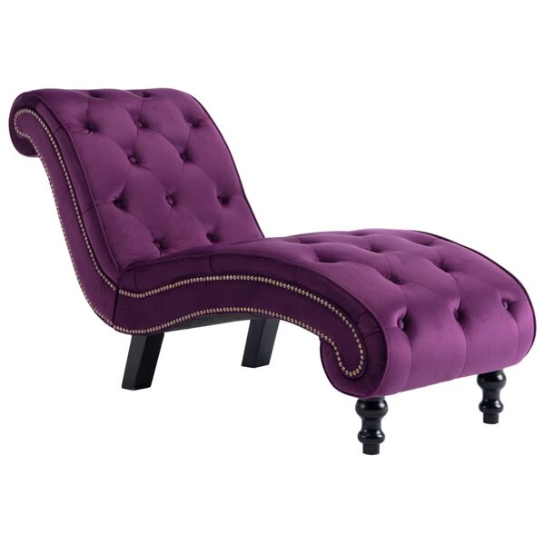 vidaXL Chaise Lounge Purple Velvet 57.1 x 20.5 x 30.3 in