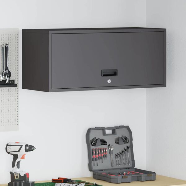 vidaXL Wall Cabinet for Garage with Gas-lift Door Black