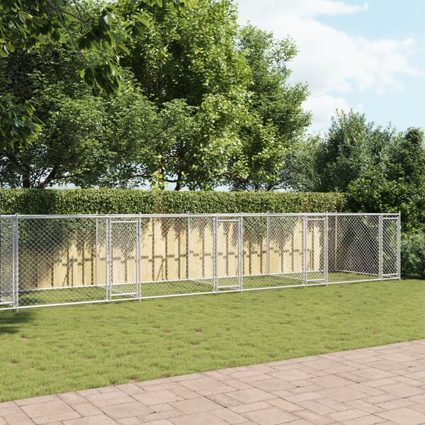 vidaXL Dog Cage Grey Galvanized steel Large Durable Dog Cage