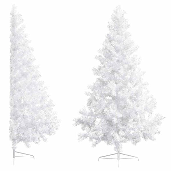 vidaXL Artificial Half Pre-lit Christmas Tree with Ball Set White 82.7"