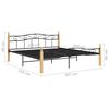 vidaXL Bed Frame Black and natural Powder-coated metal, solid oak wood